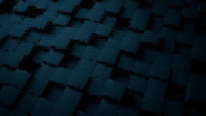 3D illustration of a dark background with shaped blocks and added effects