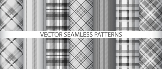 Set vector textile seamless. Fabric texture check. Tartan background pattern plaid. - obrazy, fototapety, plakaty