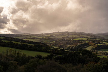 Naklejka premium Moody countryside view over Somerset in England