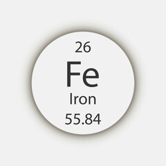 Iron symbol. Chemical element of the periodic table. Vector illustration.