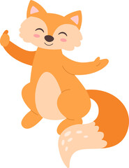 Fototapeta na wymiar Happy fox flat icon Christmas childish animals