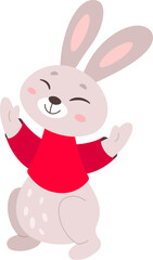 Happy rabbit flat icon Funny Christmas childish animals