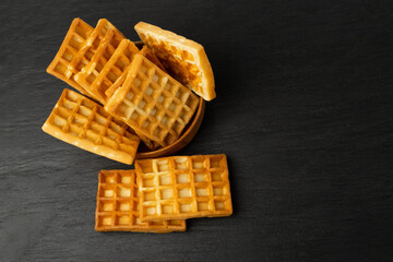 Belgian Waffle Isolated, Square Waffled Cookie, Soft Golden Belgian Waffles, Wafer Biscuit Breakfast