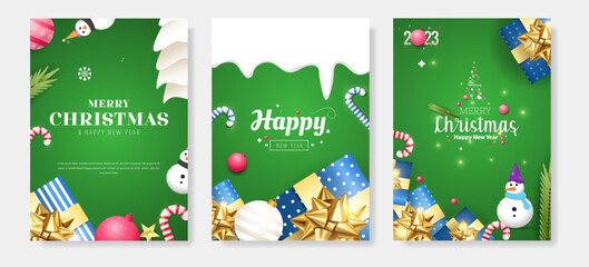 Merry christmas time greeting cards poster banner background template