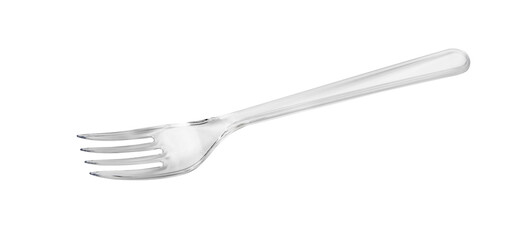 Transparent plastic fork isolated on a transparent background - obrazy, fototapety, plakaty