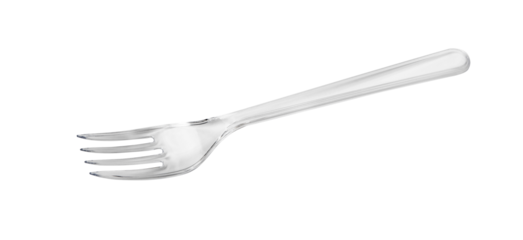 Transparent plastic fork isolated on a transparent background