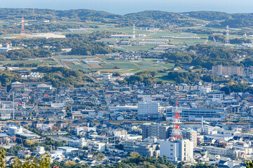 愛知県田原市　蔵王山から見た田原市の町並み
