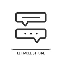 Communication with chat bot pixel perfect linear ui icon. Automated communication. GUI, UX design. Outline isolated user interface element for app and web. Editable stroke. Arial font used