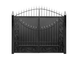Gate with wrought-iron decor.