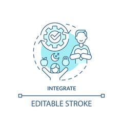 Integrate turquoise concept icon. Self growth. Removing inner obstacles tip abstract idea thin line illustration. Isolated outline drawing. Editable stroke. Arial, Myriad Pro-Bold fonts used