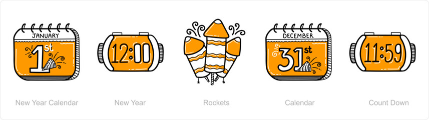Naklejka premium new year calendar, rockets