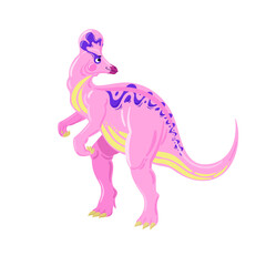 Pink dinosaur. Vector dinosaur illustration. Cute pink dinosaur illustration for kids.  - 548187623