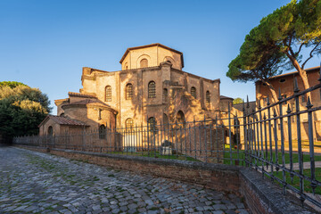Obraz premium Basilica di San Vitale, one of the most important examples of early Christian Byzantine art in Europe,built in 547, Ravenna, Emilia-Romagna, Italy