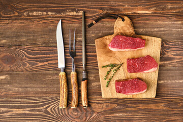 Top view of raw beef brisket flat steak