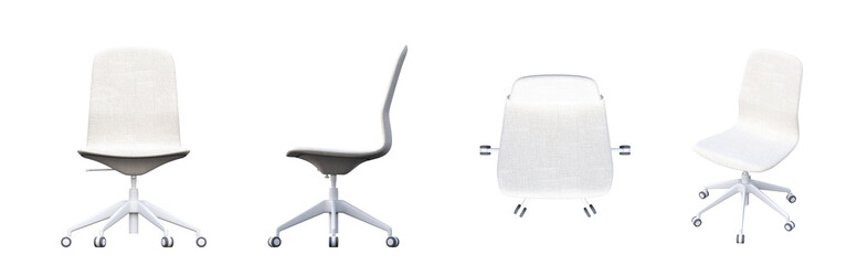 office chair isolate on a transparent background, interior furniture, 3D illustration, cg render