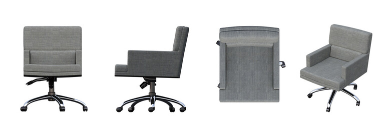 office chair isolate on a transparent background, interior furniture, 3D illustration, cg render