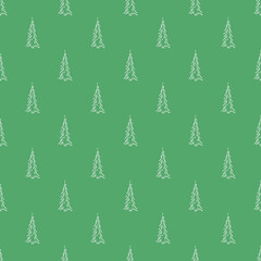 Obraz premium Seamless christmas tree pattern. christmas tree ornament. Doodle illustration with christmas tree