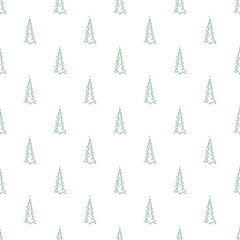 Fototapeta premium Seamless christmas tree pattern. christmas tree ornament. Doodle illustration with christmas tree