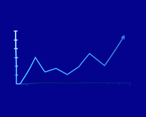 Vector isolated illustration of growth graph with neon effect.