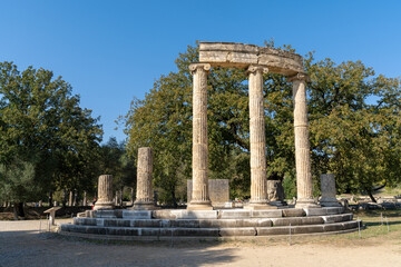 temple ruins in at the site of the original Olympic Games in Greece
