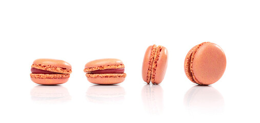 Pink Macaron Cake Isolated, Macaroon Cookie, Almond Meringue, Sweet Macaroons, Colorful French Dessert