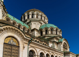 Obraz premium detail view of the Saint Alexander Nevsky Cathedral in downtown Sofia