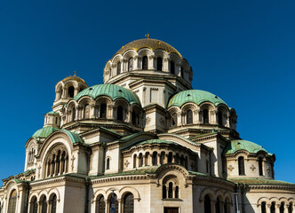 Fototapeta na wymiar view of the Saint Alexander Nevsky Cathedral in downtown Sofia