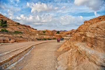 On the walk to the World Heritage Site, an ancient city Petra.