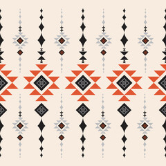 Fototapeta na wymiar Ethnic abstract ikat art. Seamless pattern in tribal, folk embroidery, and Mexican style. Aztec geometric art ornament print.Design for carpet, wallpaper, clothing, wrapping, fabric