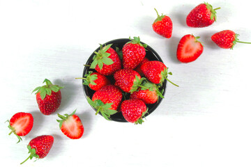 Fresh ripe strawberry  fruit isolated on white background.