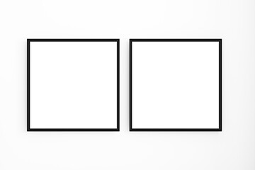 Two black frame mockup on the white wall