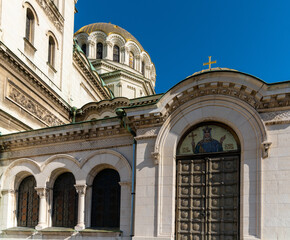 Fototapeta na wymiar detail view of the Saint Alexander Nevsky Cathedral in downtown Sofia