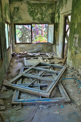 Lost Place in Eleousa. Village on the Greek island of Rhodes. It was built from 1935 during the Italian occupation of Rhodes under the name of Campochiaro. Derelict sanatorium. Rhodes, Greece.