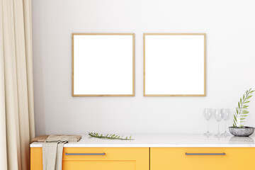 Two frame mockup in kitchen room