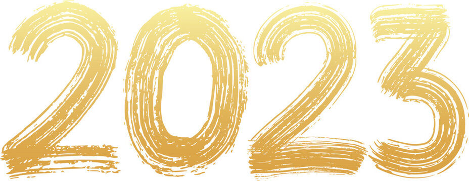 2023 numeral text hand lettering. Dry brush texture effect. Happy New Year. Merry Christmas. Graduation. Design template Celebration typography poster, banner or greeting card. Vector Illustration