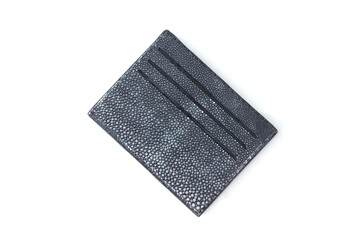 Wallet from Stingray Fish Skin. Luxury Manta Skin Fish Wallet. Photo isolated on White Background