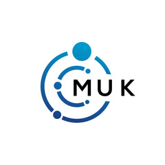 MUK letter technology logo design on white background. MUK creative initials letter IT logo concept. MUK letter design.