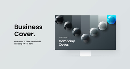 Naklejka premium Unique computer display mockup site screen concept. Minimalistic web project design vector illustration.