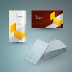 Business cart set vertical and horizontal design template geometric theme vector yellow color