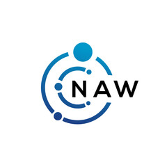 NAW letter technology logo design on white background. NAW creative initials letter IT logo concept. NAW letter design.