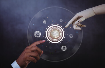 Rendering futuristic robot technology development, artificial intelligence AI, and machine learning...