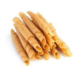 Heap of apple pastilles on white background