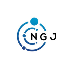 Fototapeta na wymiar NGJ letter technology logo design on white background. NGJ creative initials letter IT logo concept. NGJ letter design.