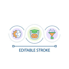 Machine learning loop concept icon. Artificial intelligence. Innovation technology. Algorithm abstract idea thin line illustration. Isolated outline drawing. Editable stroke. Arial font used