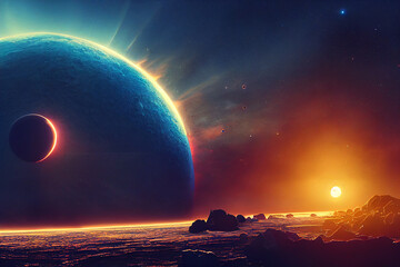 Concept of Alien planet waiting for humans to be discovered space exploration