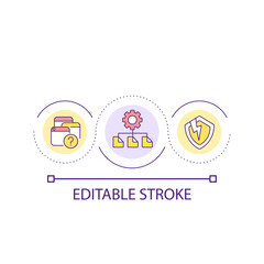 Digital information management loop concept icon. Poor cybersecurity. Corrupted files abstract idea thin line illustration. Isolated outline drawing. Editable stroke. Arial font used