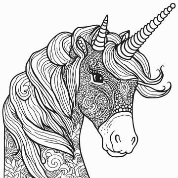 Vector illustration of a beautiful unicorn against the white background