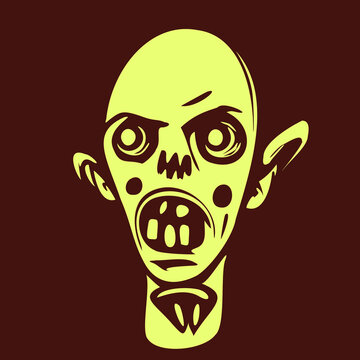 Portrait of a zombie. Vector illustration. Minimalism style.