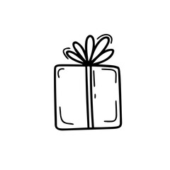 Isolated gift box illustration in doodle style