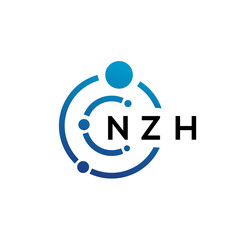 NZH letter technology logo design on white background. NZH creative initials letter IT logo concept. NZH letter design.